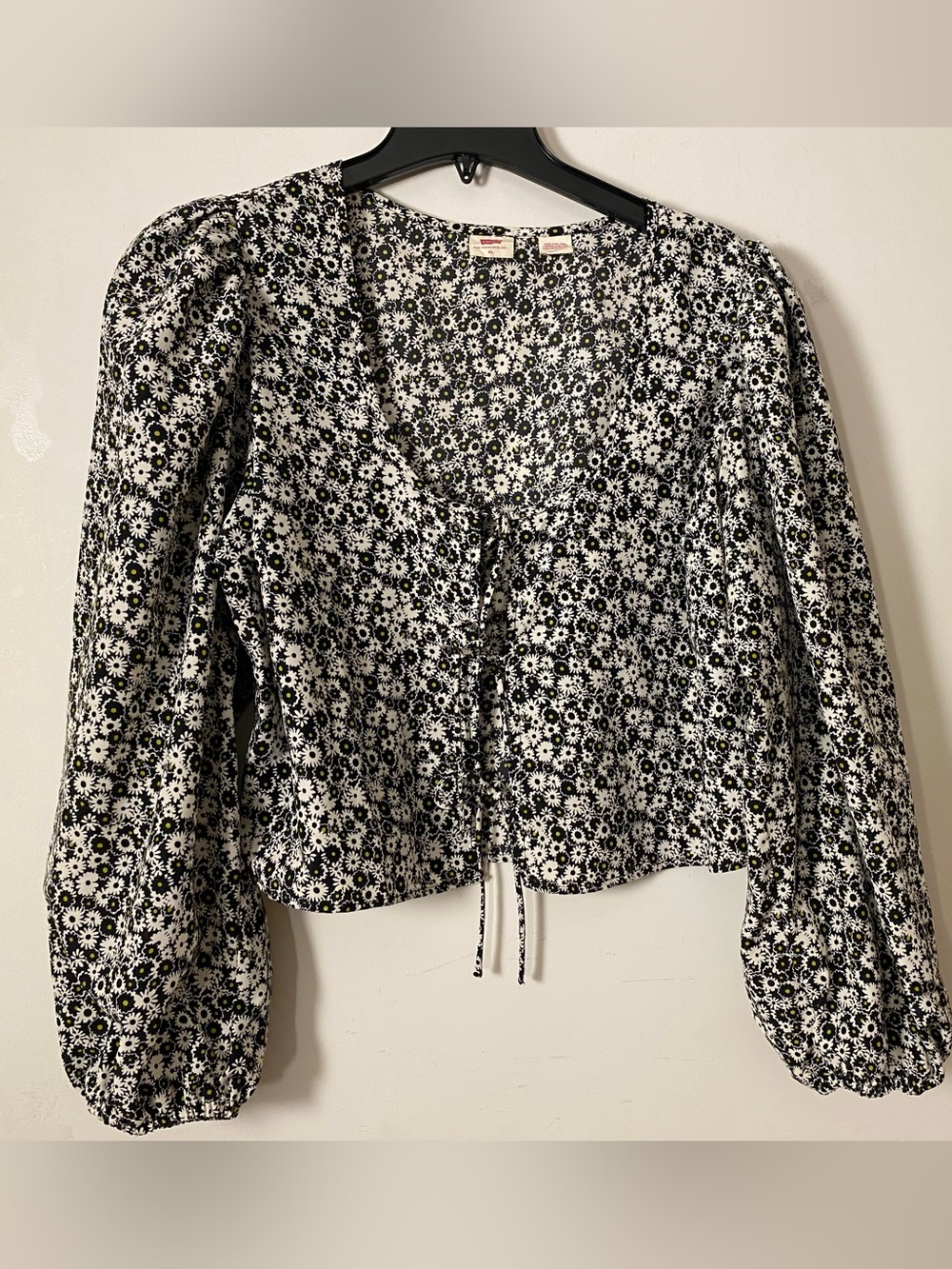 Levi's Black & White Floral Tie-Front Blouse